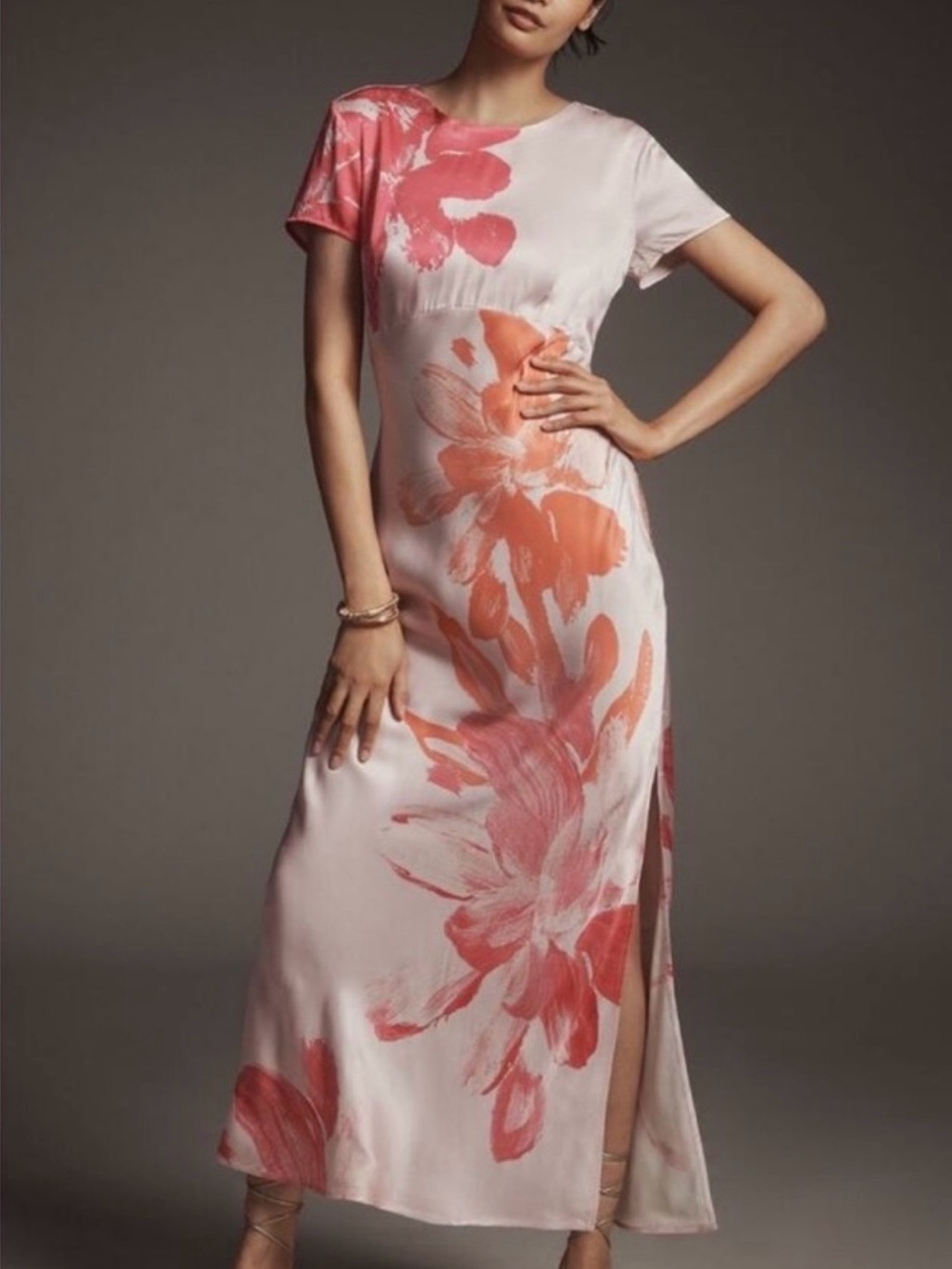 NWT Anthropologie Long Floral Dress with Scoop Back - M
